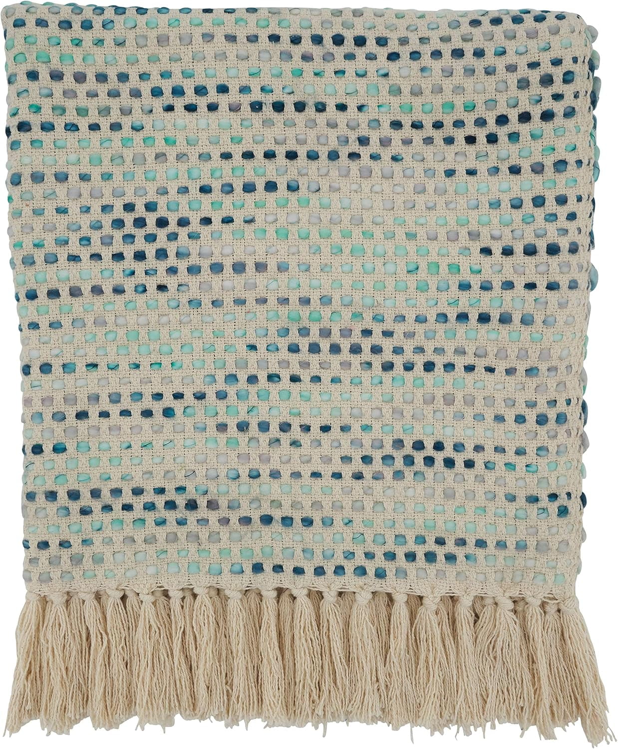 Confetti Design Gray and Blue Woven Throw Blanket