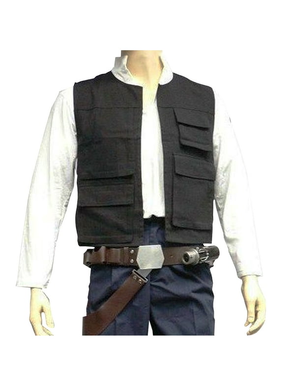 Han Solo Vest Adult Costume Star Wars Harrison Ford Movie Black New Hope Cosplay