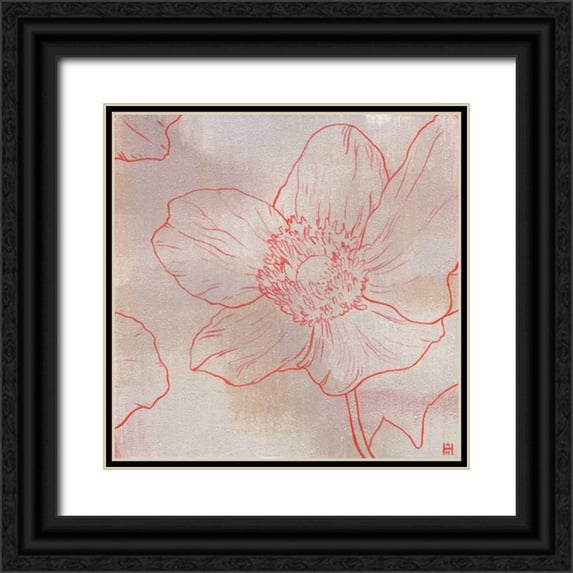 Han, Stephanie 12x12 Black Ornate Wood Framed with Double Matting Museum Art Print Titled - Anemone II