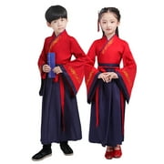 HanFu Dresses Chinese Style Princess Dresses Long-Sleeve Performance Costumes for Kid 4-15 Years