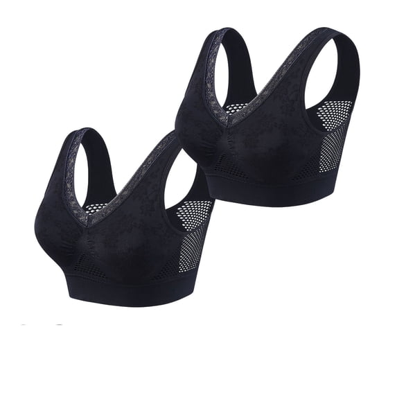 Hana Bra for Senior Women, 2Pcs Cotton Buttonless Comfy Lifting Shaping Bras, Full Coverage Underwire-Free Push up Bras Soft Breathable Bras for Older Women Daily Wear