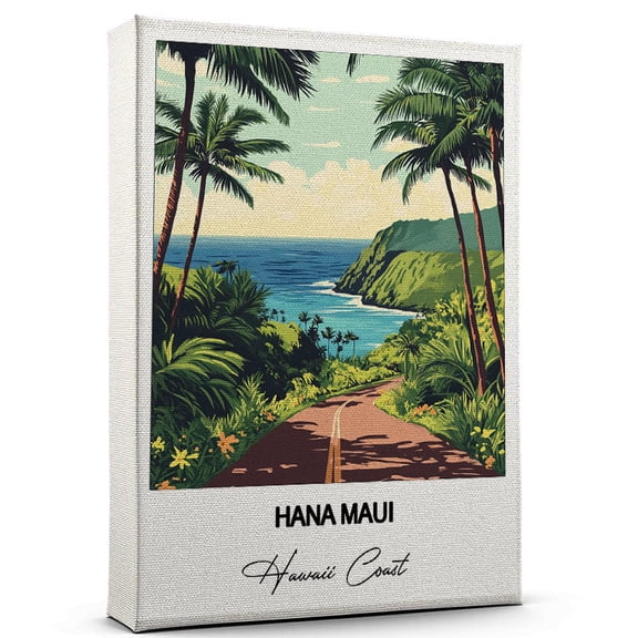 Hana Maui Travel Print on Canvas – Hawaii Coast Canvas – Great for Travel Enthusiasts, Perfect for Home & Office Decor