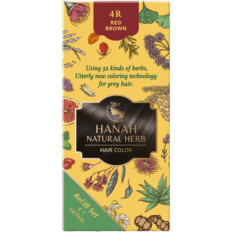 Hanah Natural Herbs Permanent Hair Color 100% Gray Coverage