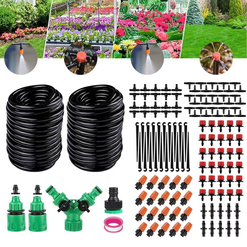 Hanaiette 100FT Greenhouse Micro YPF5 Drip Irrigation Kit -Garden Grid ...