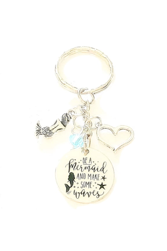 Be a Mermaid and Make Some Waves Charm Keychain Accessories Gift for a Beach & Ocean Lover