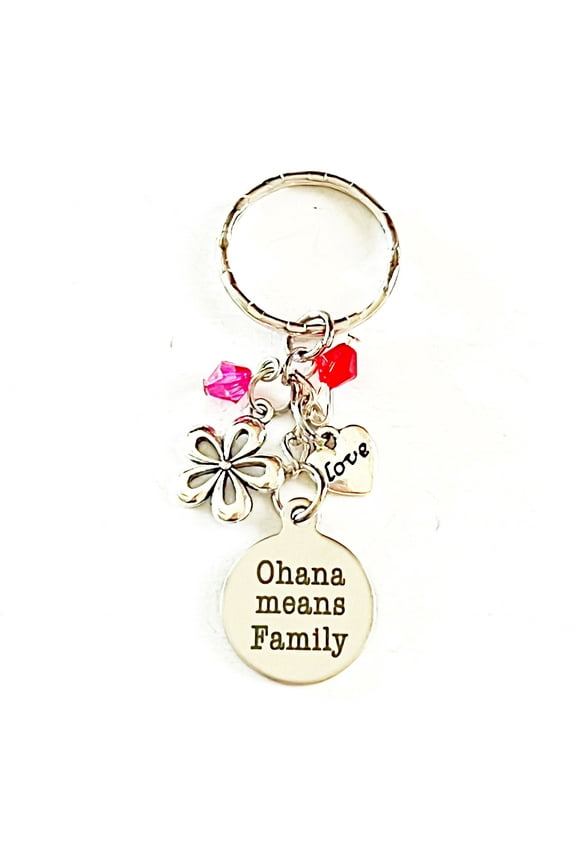 Ohana Means Family Hawaiian Accessories Silver Charm Keychain Gift of Love and Aloha | Merchandise for Women