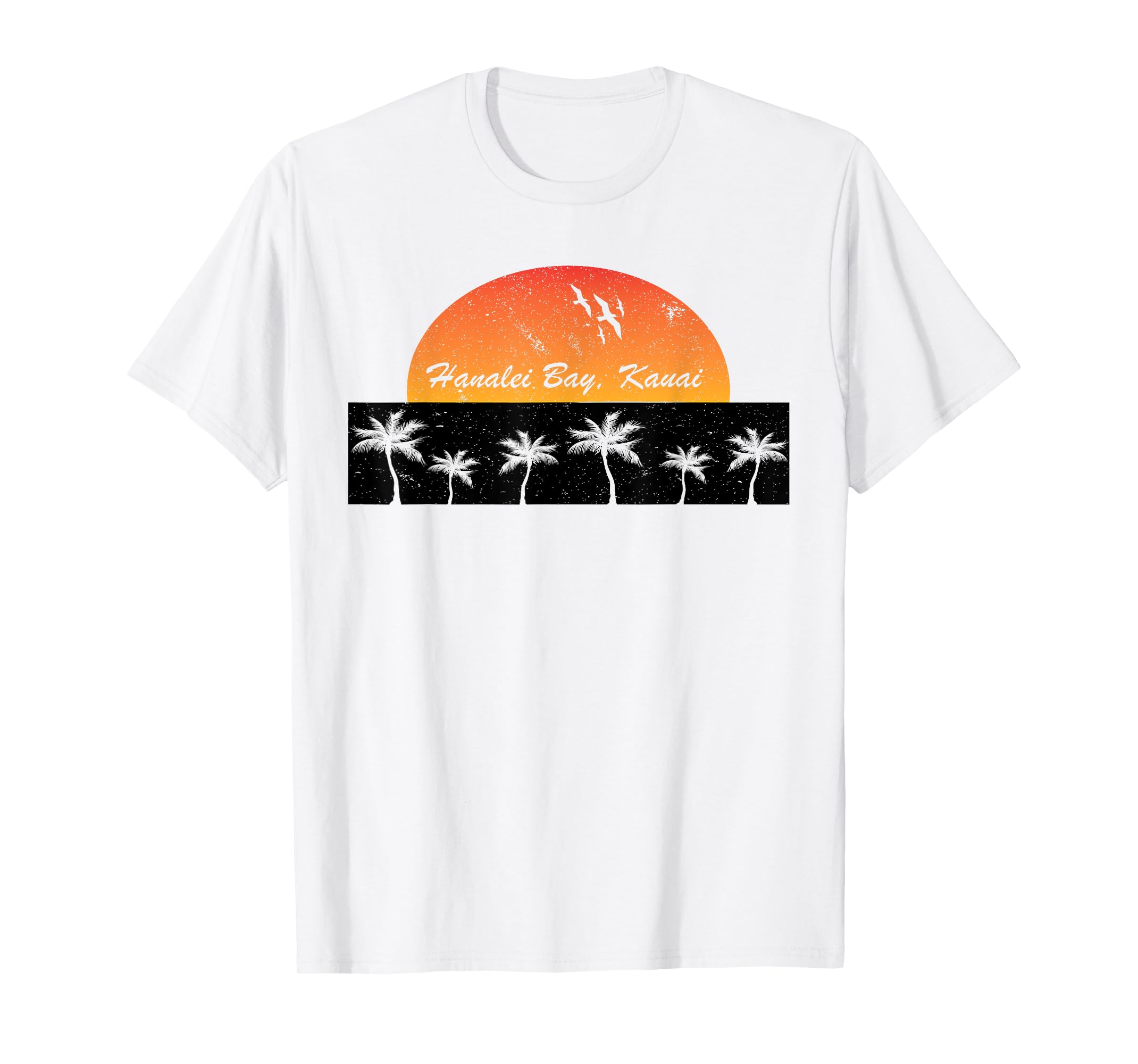 Hanalei Bay, Kauai Vintage Sunset Retro Beach Tshirt