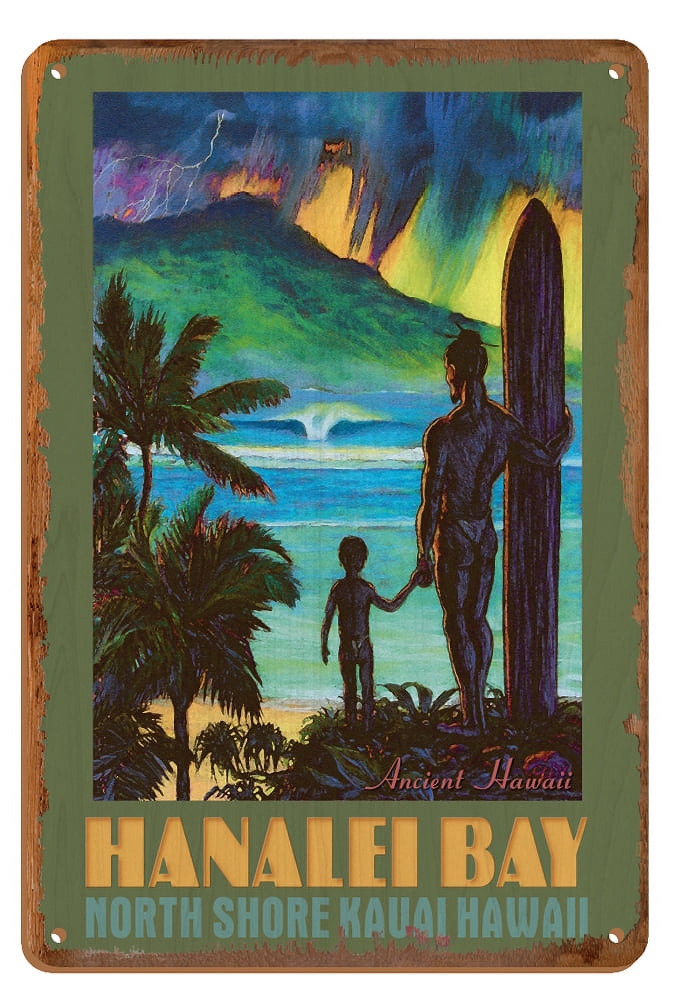 Hanalei Bay - North Shore Kauai Hawaii - Ancient Hawaiian Surfer ...