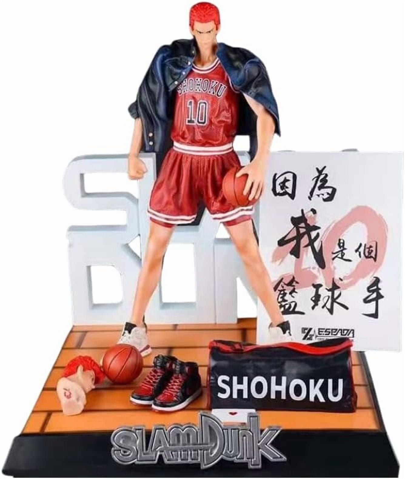 Hanamichi Figure Standing Basketball Sakuragi Hanamichi Figures 34cm/13.4inch Anime Character Decor Statue Model Desktop Ornament Gifts (red)