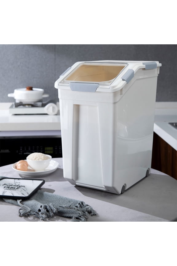 33 Liter Plastic Food Storage Container with Cup in White