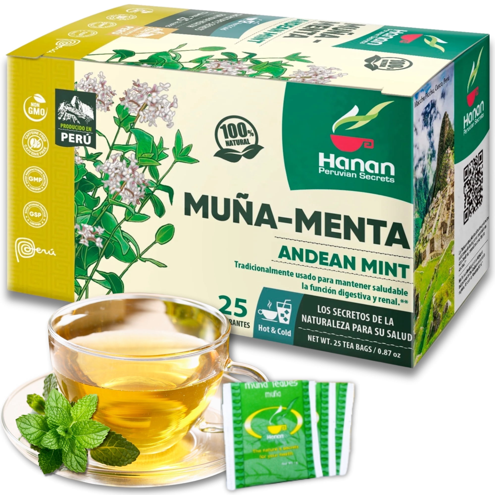 Mu Can Tea Hanan Peruvian Secrets, Muña Tea Bags, 100% Natural Andean Mint Herbal ...