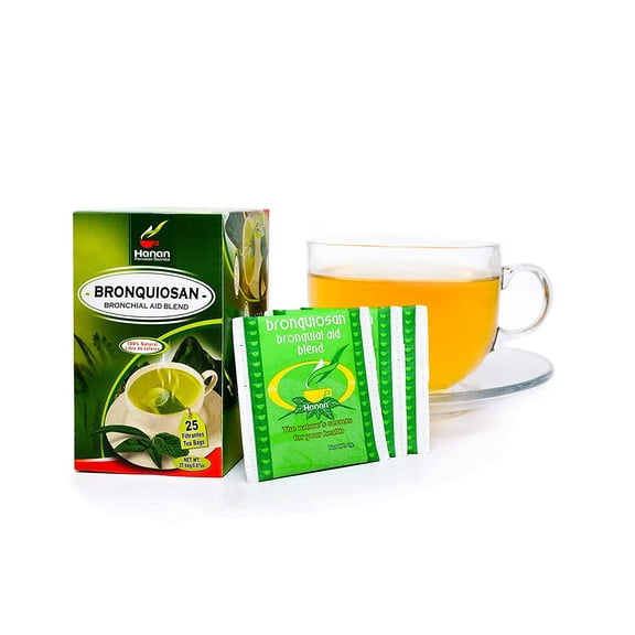 Hanan Peruvian Secrets Bronquiosan Herbal Tea | 100% Natural Bronchial Aid Blend | 25 Tea Bags | Aids in Soothing the Throat and Alleviating Seasonal Respiratory Discomfort - 1 Pack