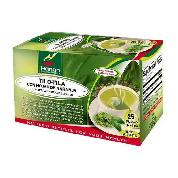 Hanan Peruvian Secrets Linden and Orange Herbal Tea| 100% Natural | 1 Pack of 25 Tea Bags | Natural calming, digestive and diuretic properties