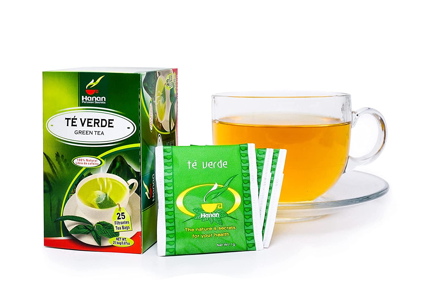 Hanan Peruvian Secrets Te Verde| 100% Natural Green Tea | 25 Tea Bags| Aids in Maintaining Healthy Cholesterol Levels| Promotes Proper Digestion of Fats - 3 Pack
