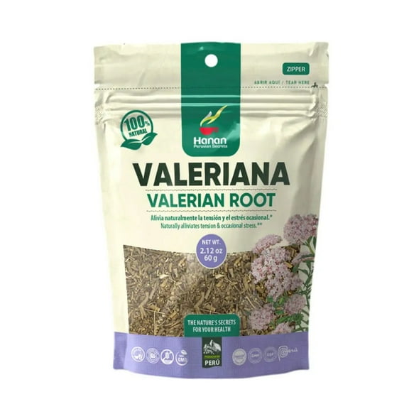 Hanan Peruvian Secrets Valeriana Herbal Tea | 100% Natural Valerian Root | 2.12oz / 60g | Naturally Aids in Relieving Occasional Stress, Tension, and Sleeplessness - 1 Pack