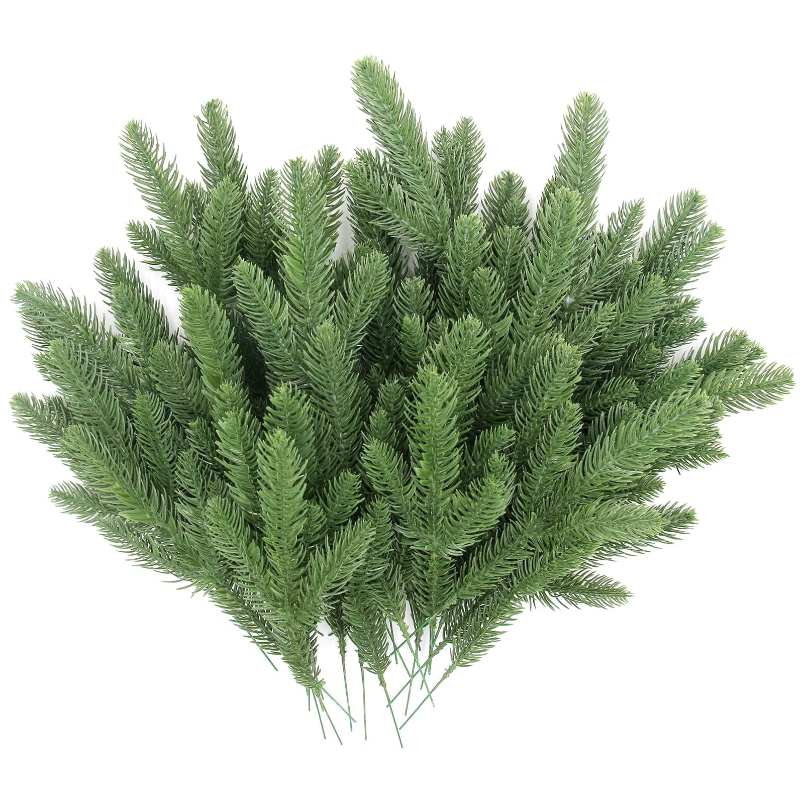 50-Piece Green Plastic Artificial Pine Branches for Outdoor Decoration