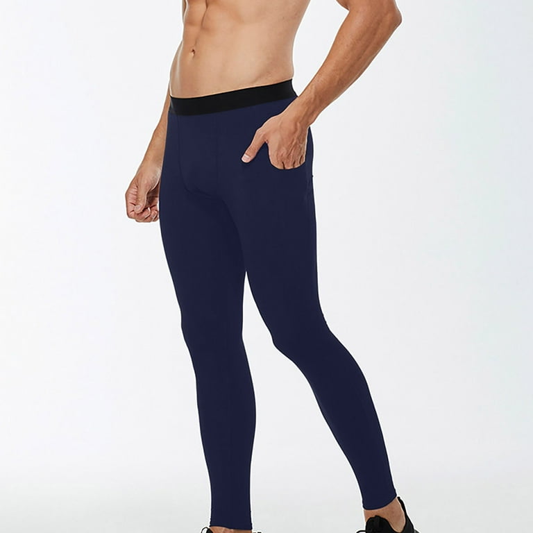 Hanas 2023 Mens Pants Men's Fashion Solid Colour Sweatproof Quick Dry  Sports Leggings Yoga Pants Navy XL 