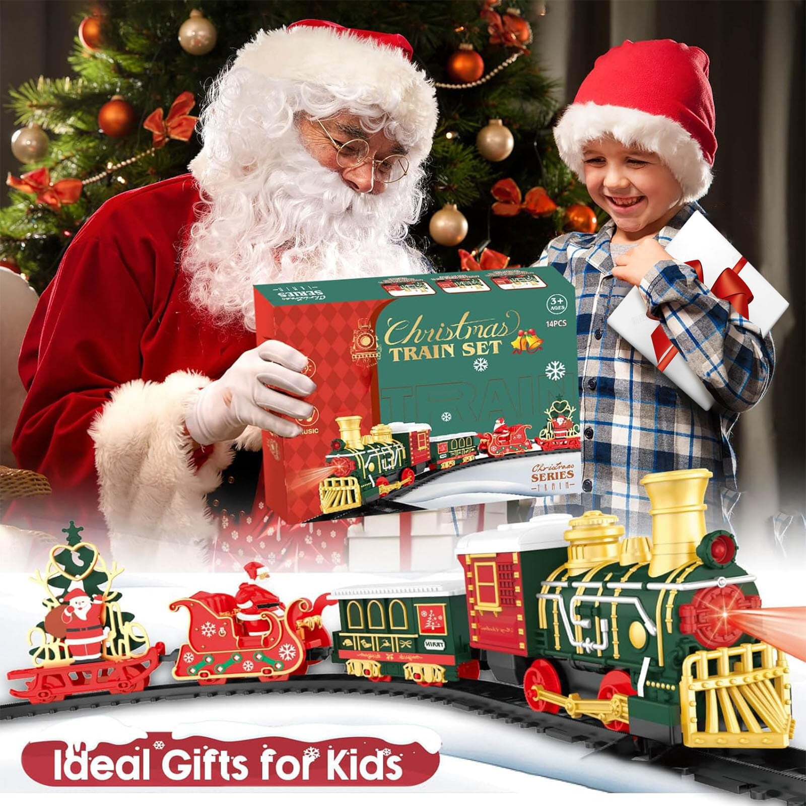 Christmas train set with music shop