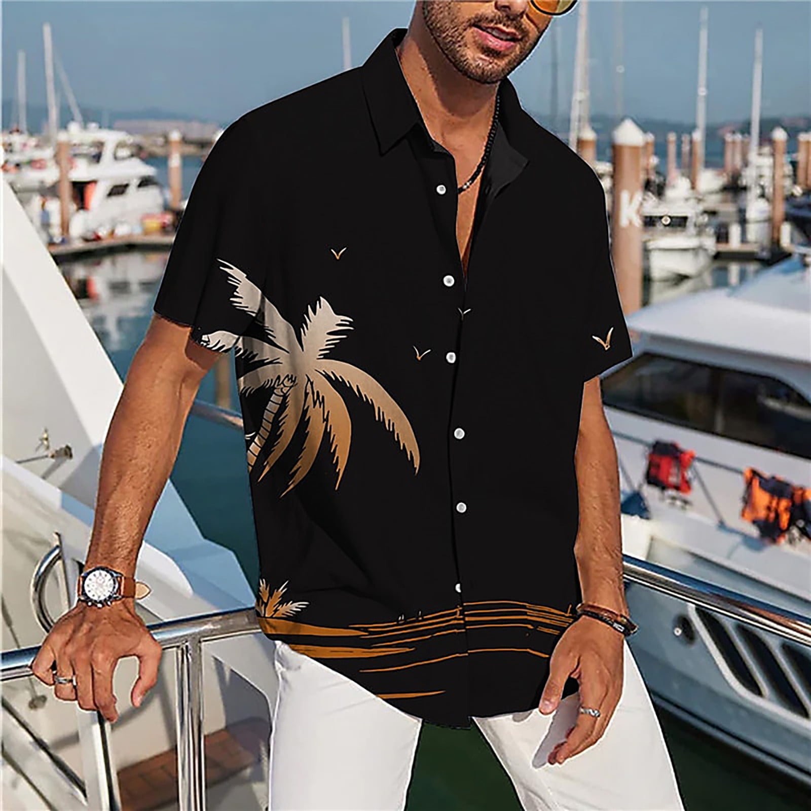 Hanas Fashion Casual Man Shirts Designer Spring Summer Men s Casual Cotton Solid Color Short Sleeve Shirts Loose Shirts