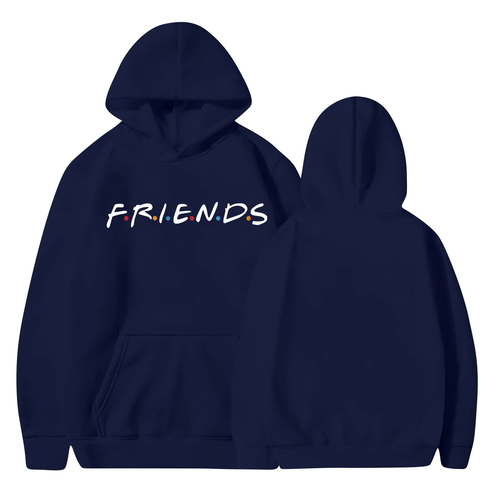 Hanas Friends Sweatshirt Friends TV Show Merchandise Fashion Casual Long Sleeved Letter Printing Loose Pullover With Rope Hoodie Navy 2XL