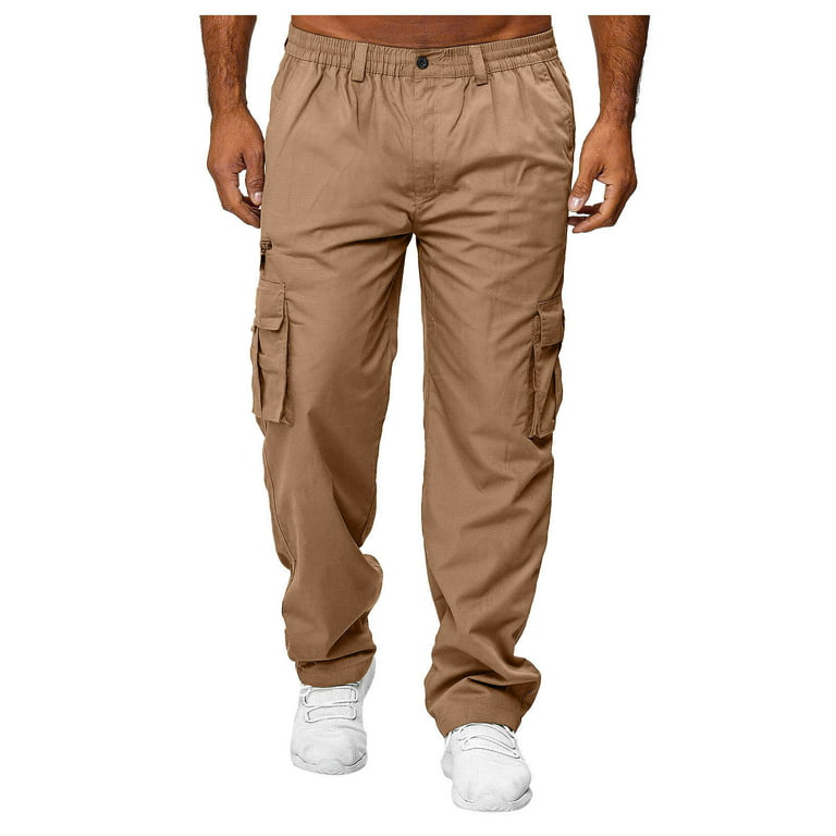 Hanas Men's Summer Solid Color Lightweight Hiking Travel Pants Breathable  Athletic Fishing Active Joggers with Pockets 
