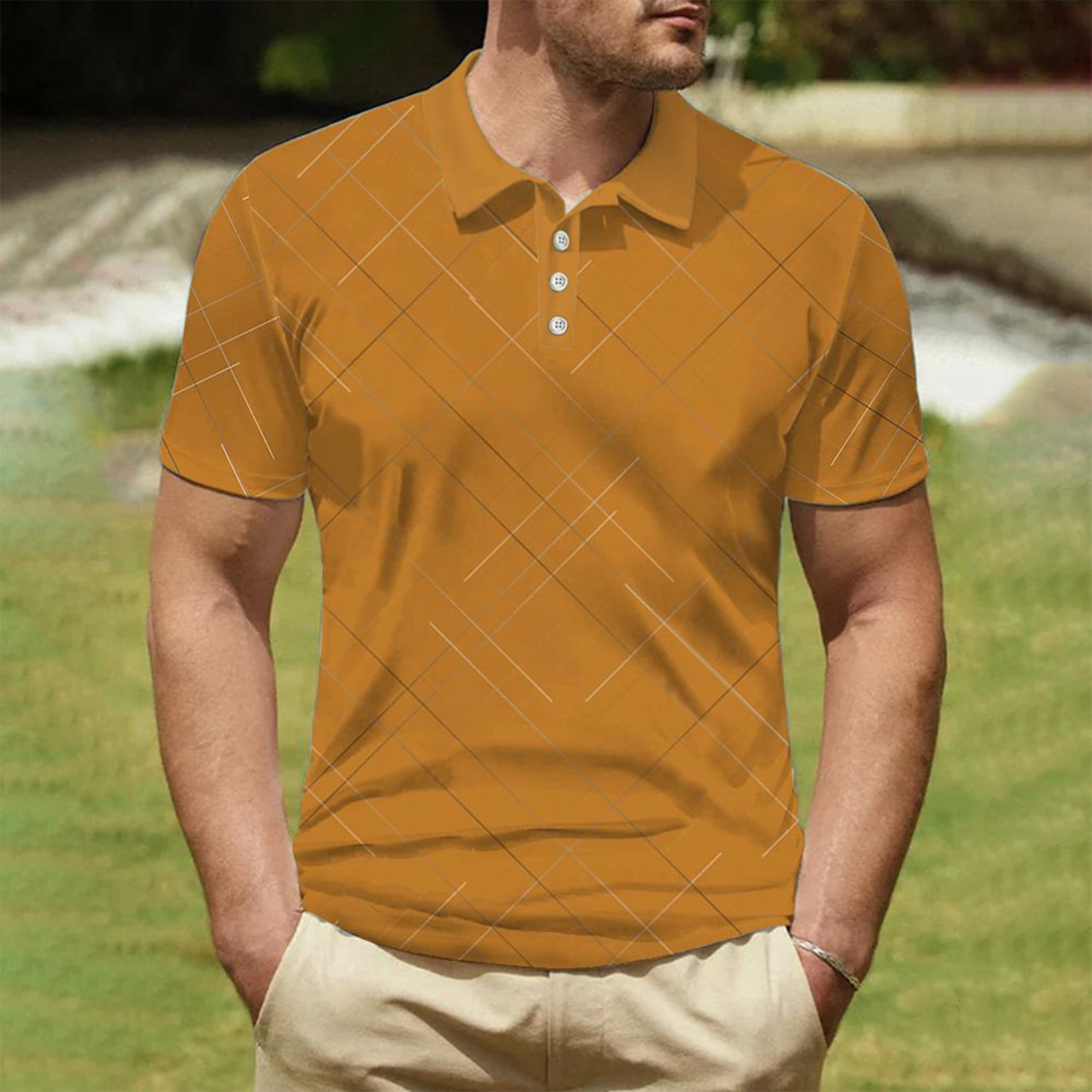 Men's Summer Casual Short Sleeves V-neck Polo Shirts/Male Slim Fit