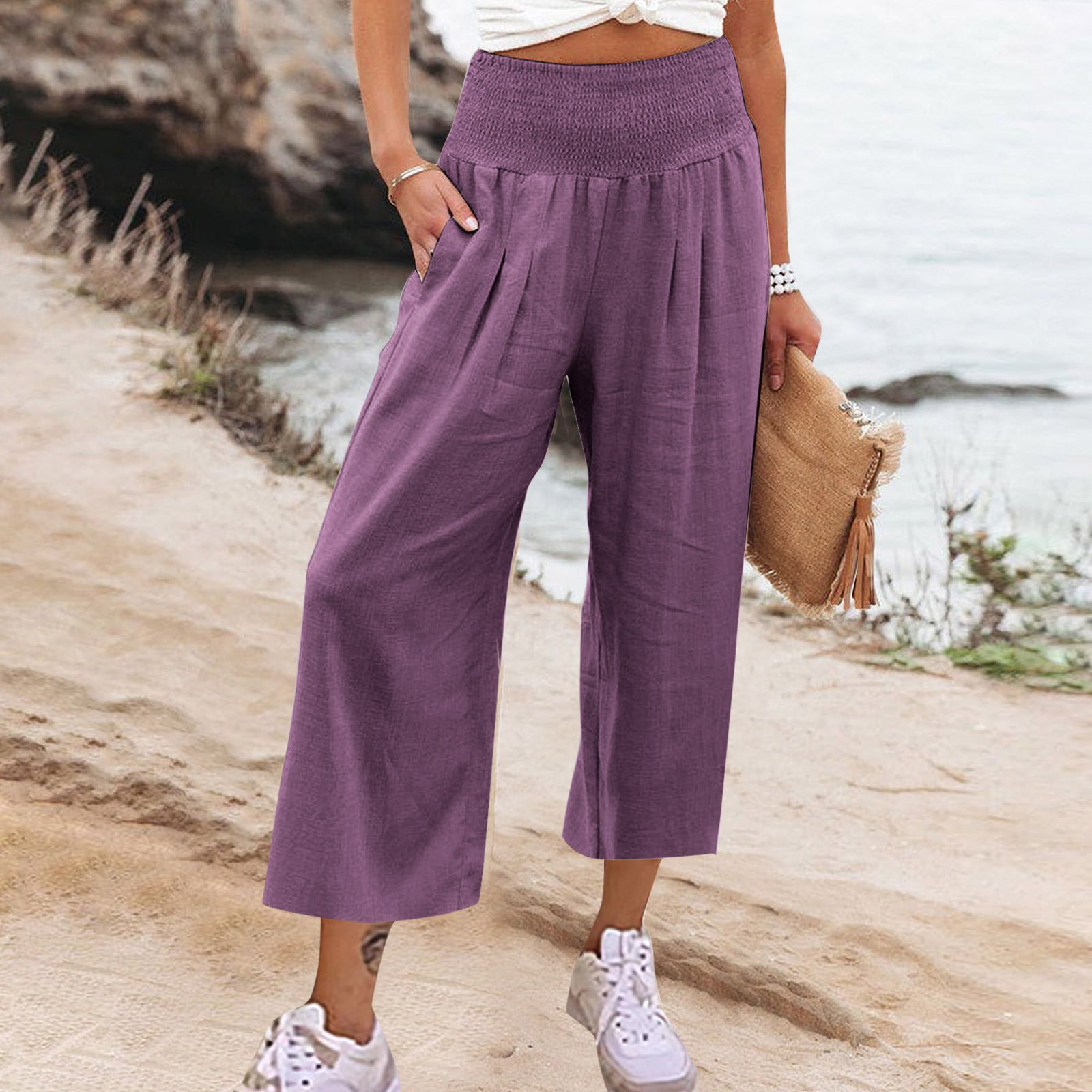 Casual Pants Women's Summer Loose Casual Wide Leg Solid Color