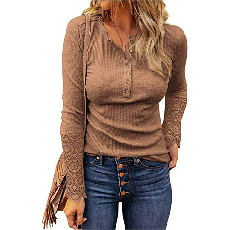 Lace Long Sleeve Stitching Casual T-Shirt Lace Long Sleeve Stitching Casual T-Shirt