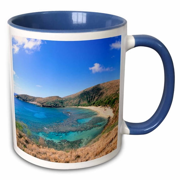 3drose, Hanauma Bay Oahu Hawaii - Us12 Dpb0827 - Douglas Peebles, 11oz Two-tone Blue Mug