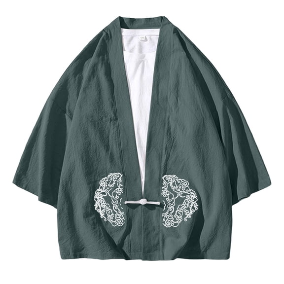 Hanbok Cardigan Embroidery Plate Buckle Robe Sunscreen Jacket Casual Plus Size Men's Tops