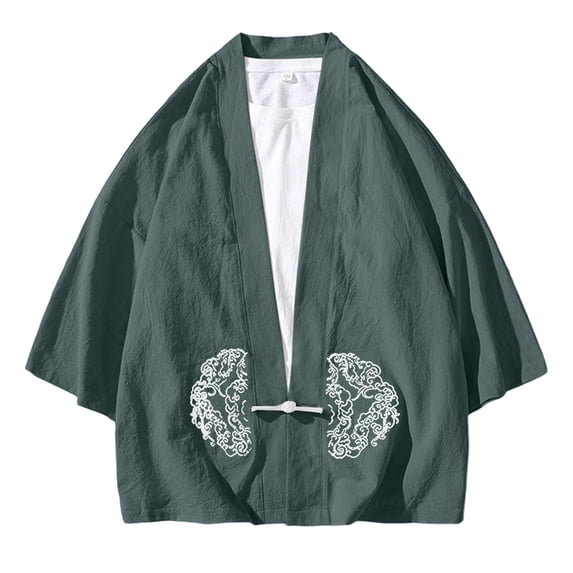 Hanbok Cardigan Embroidery Plate Buckle Robe Sunscreen Jacket Casual Plus Size Men's Tops