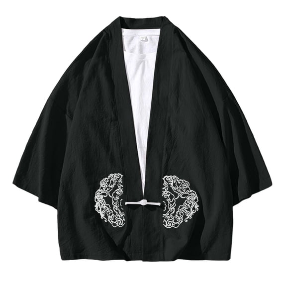 Hanbok Cardigan Embroidery Plate Buckle Robe Sunscreen Jacket Casual Plus Size Men's Tops