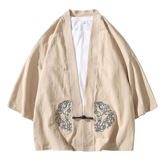 Hanbok Cardigan Embroidery Plate Buckle Robe Sunscreen Jacket Casual Plus Size Men's Tops