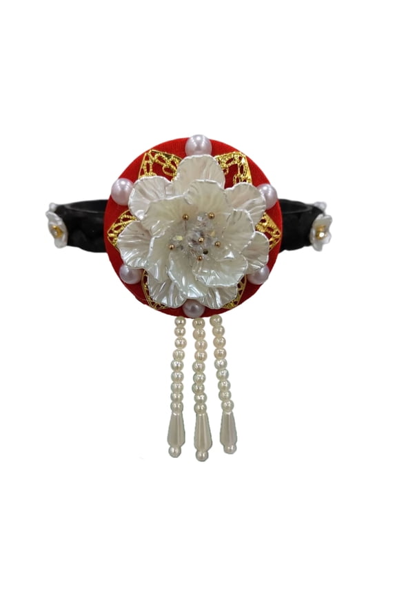Hanbok Headwear Satins and Pearls Hair Hoop Traditional Korean Headwear Stylish Headband for Stage Dance Performances
