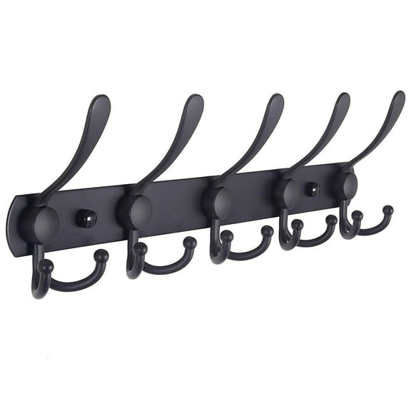 Hancelant Heavy Duty Anti Tear 5-Hook Coat Hook, Black