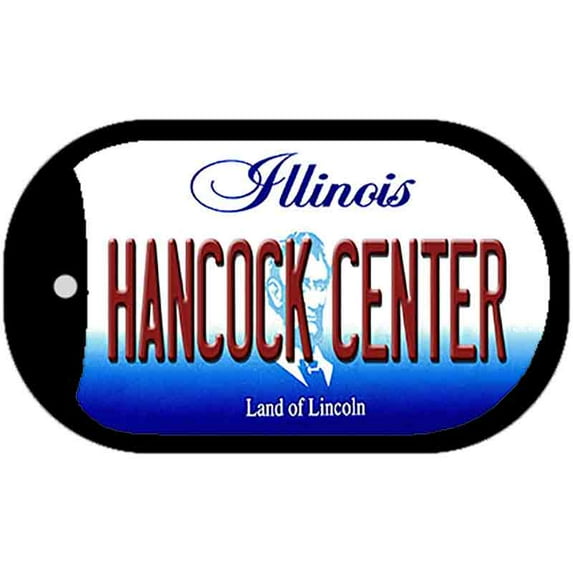 Hancock Center Illinois Novelty Metal Dog Tag Necklace DT-10328 2" x 1" Dog Tag (DT)