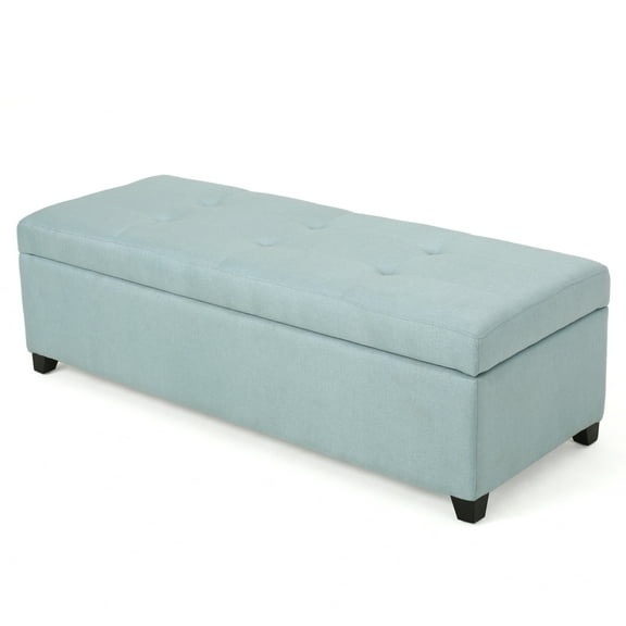 Hancock Park Fabric Stoarge Ottoman, Light Blue