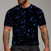 Hancoe Mens T Shirts Clearance Under $5 Starry Night Graphic 3D Oversized Fashion Short Sleeve Rund Neck Black Top T Shirts