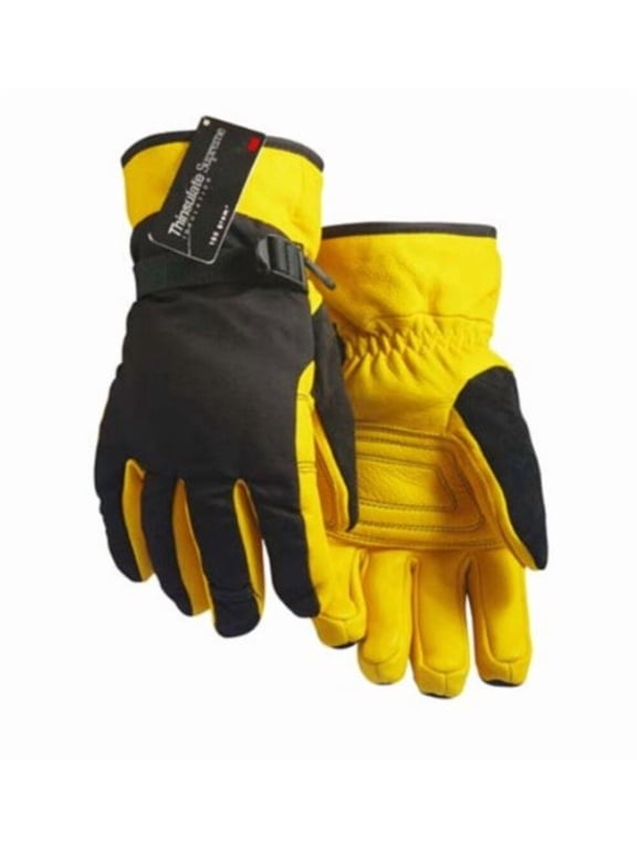 Mens Lined Deerskin Ski Gloves Tan And Black 2X
