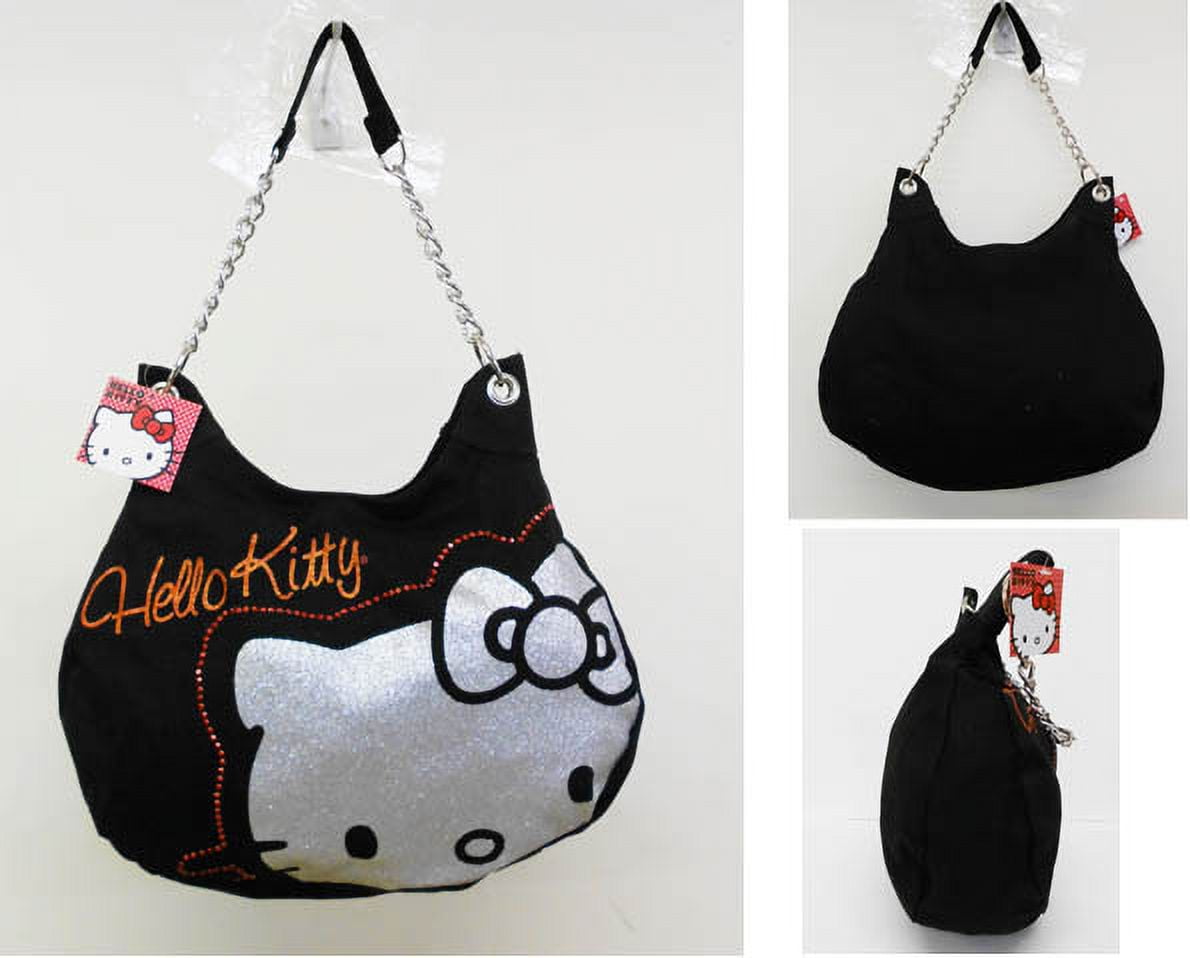 Hand Bag - Hello Kitty - Silver Kitty Face Black New Purse Bag 678613