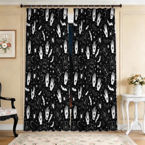 Hand and Bat Gothic Pattern Pinch Pleated Blackout Curtains, Pleated ...