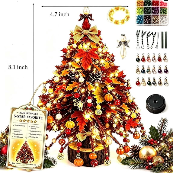Hand Beaded Christmas Tree Set DIY Christmas Ornament for Home Living Room Bedroom Fireplace Bookshelf Decoration