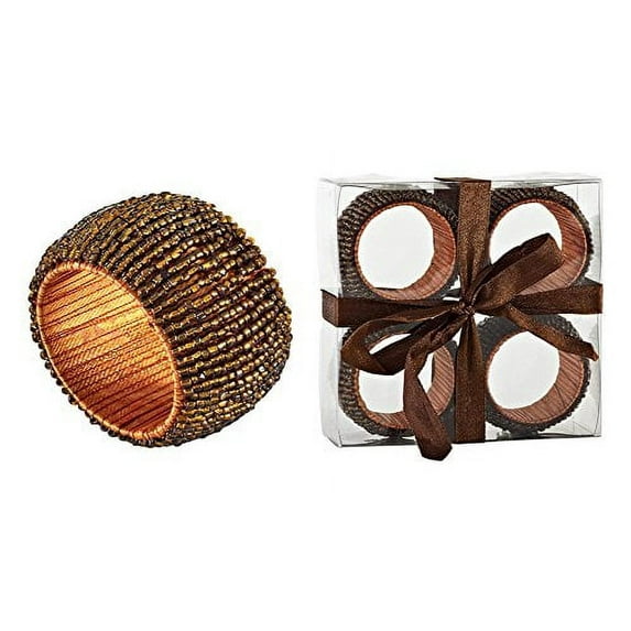 Hand Beaded Napkin Rings, Set of 4 (bronze)