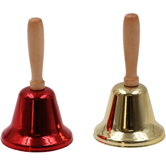 Hand Bell, 12CM Copper Multifunction Hand Bell, Loud Sound, Wooden Handle, Table Bell by School Reception Dinner Christmas Decoration School Children Toys