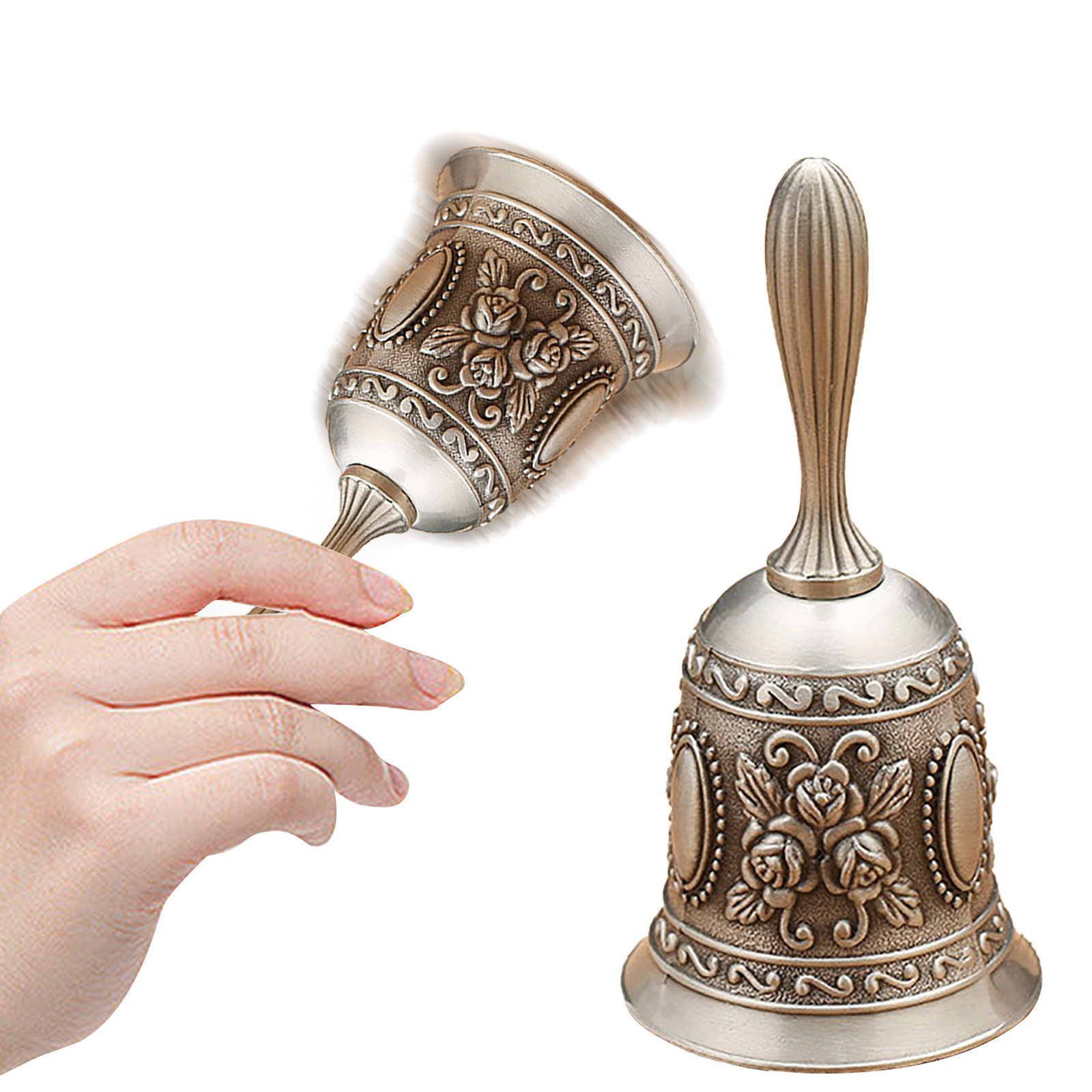 Hand Bell Call Bell Musical Instrument With Floral Pattern For Home