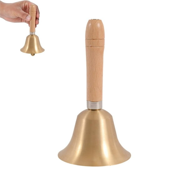 Hand Bell Wooden Handle Brass for School Dinner Reception bell S4Y4