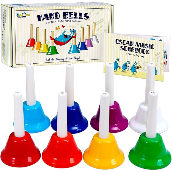 Hand Bells for | Educational Music for 8 Notes Colorful Handbells Set | Musical Instrument with 15 Songbook | Birthday for