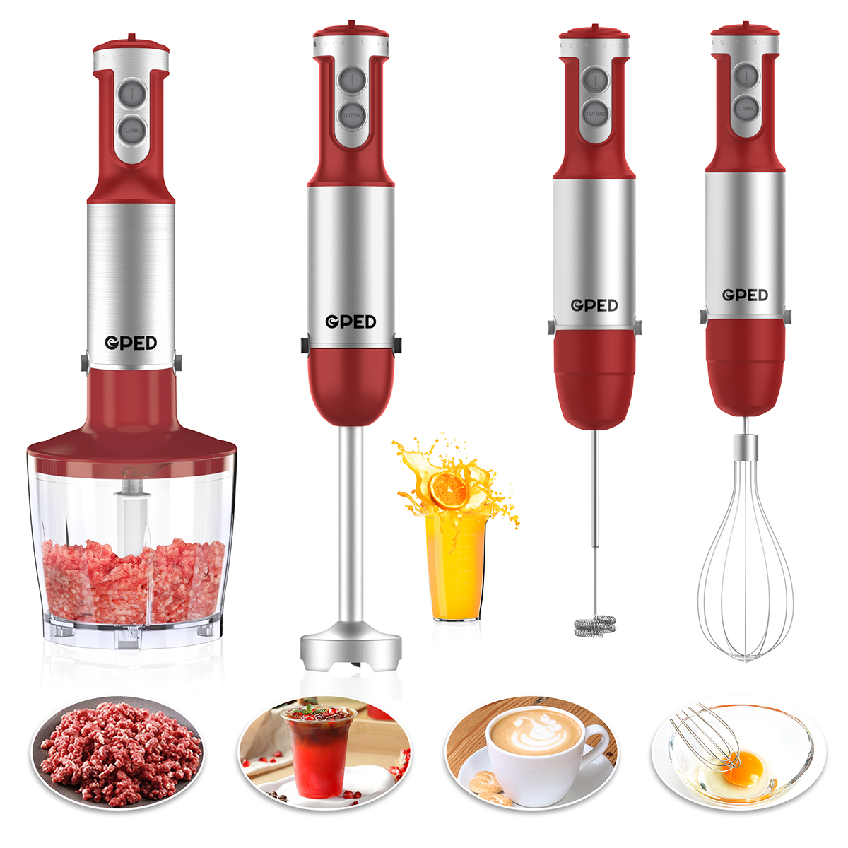 Hand Blender, 5in1 Immersion Hand Blender,12 Speed Turbo Mode Stick