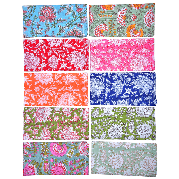 Vivanta Hand Block Print Cotton Cloth Dinner Napkins, Set of 10, 16x16 inch, Washable Reusable Printed Linen, Dining Table Napkin for Party, Wedding, Everyday Use and Farmhouse Decor