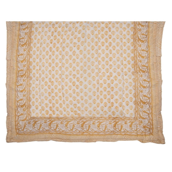 Kouboo Hand Block Printed Cotton Quilt and Bedspread – Yellow